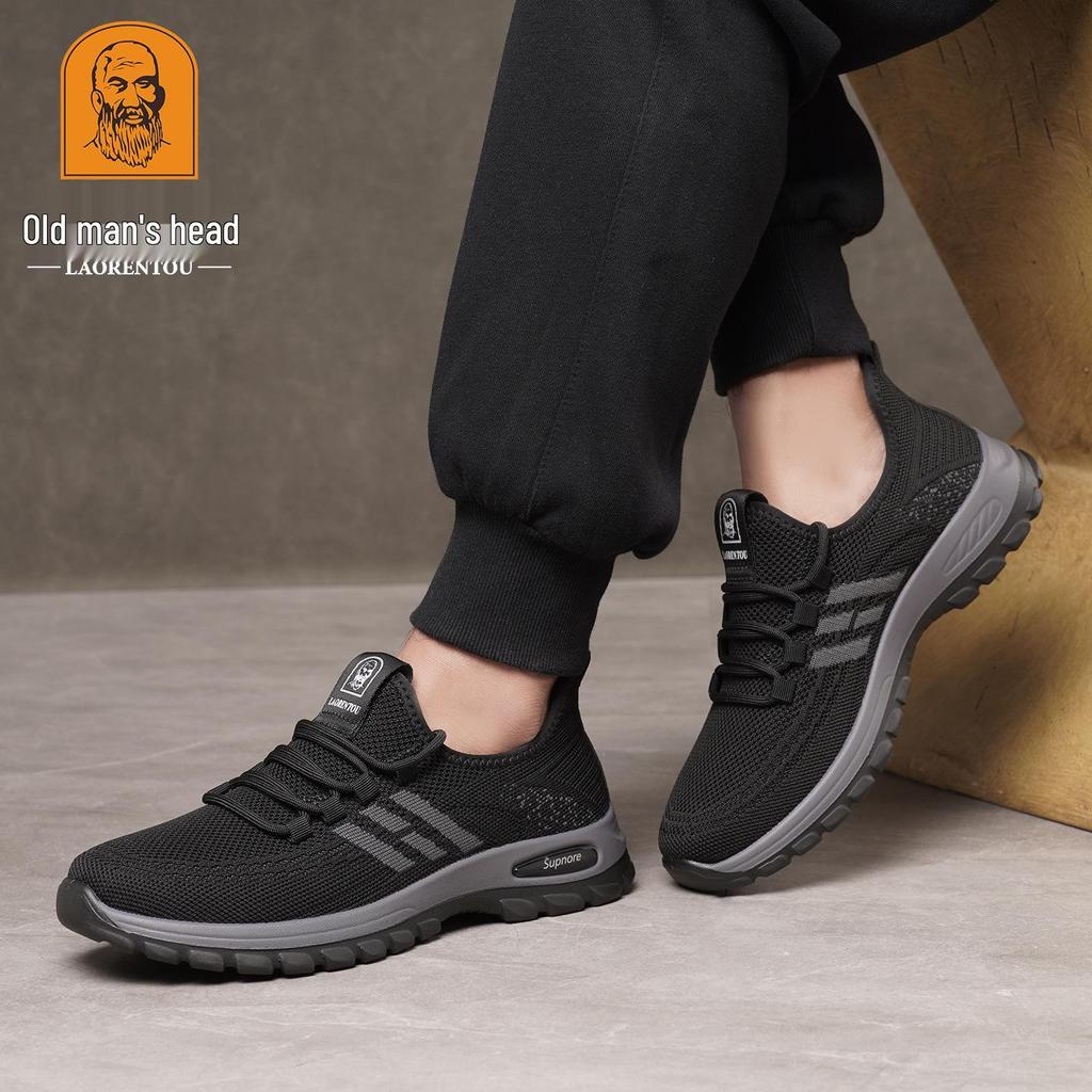 2025 Winter Men's Thick-Soled Non-Slip Breathable Lace-Up Sports Shoes with Velvet Warmth