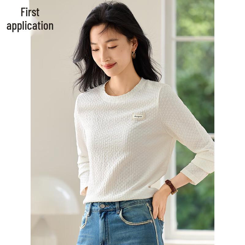 Women s Round Neck Long Sleeve Textured T-Shirt L