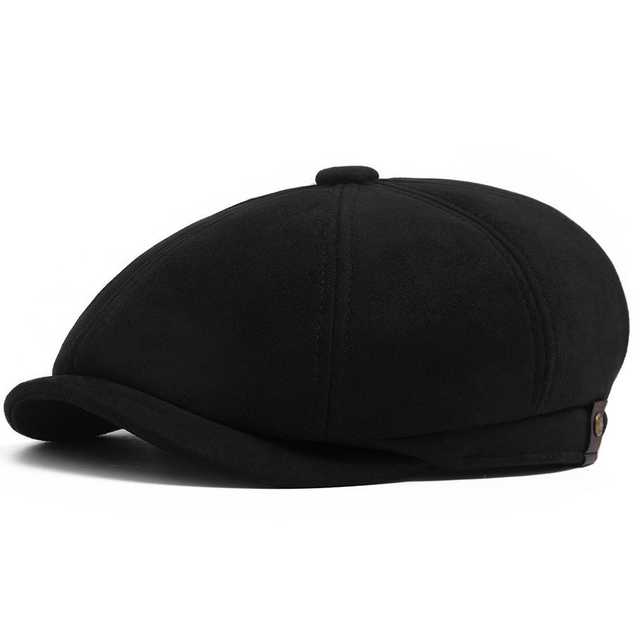 Men's and Women's Suede Newsboy Cap: Retro, Fashionable Autumn/Winter Octagonal Hat and Casual Painter Beret.
