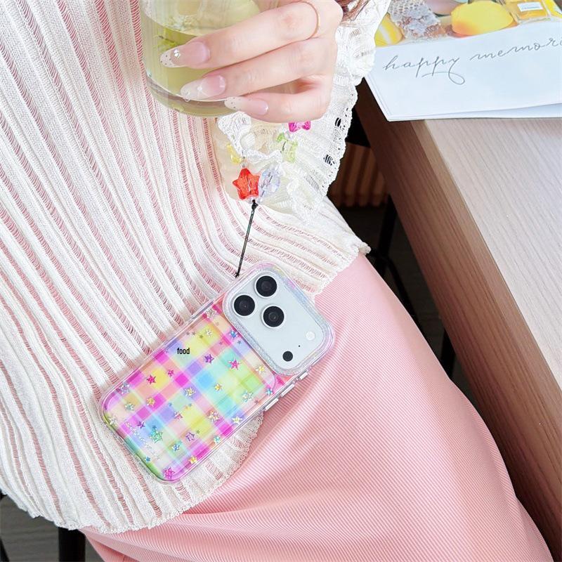 Star Plaid Semi-Transparent Case for iPhone 17, 16 Pro Max/15/14 - High-End Feel