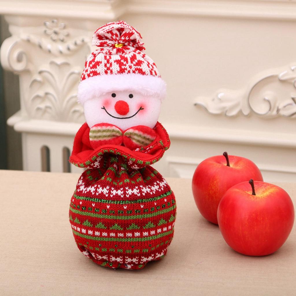 Christmas Knitted Doll Gift Bags, Reusable Sweet Bags, Snowman And Snowflake Shapes, Storage For Party Decorations, Festive And Holid