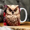 3D Owl, Ceramic Coffee Mug, Tea Cup, New Hole Wall, Cute Hole Wall