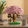 DIY Lila Romantische Kirschblütenblume Rosa Baumhaus Zug Montage Bausteine Klassisches Modell Steine Spielzeug für Kinder