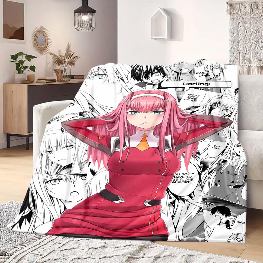 Darling In the Franxx Flannel Blanket Beautiful Print Perfect For Home Bed Sofa Chair Travel Picnic -HE8