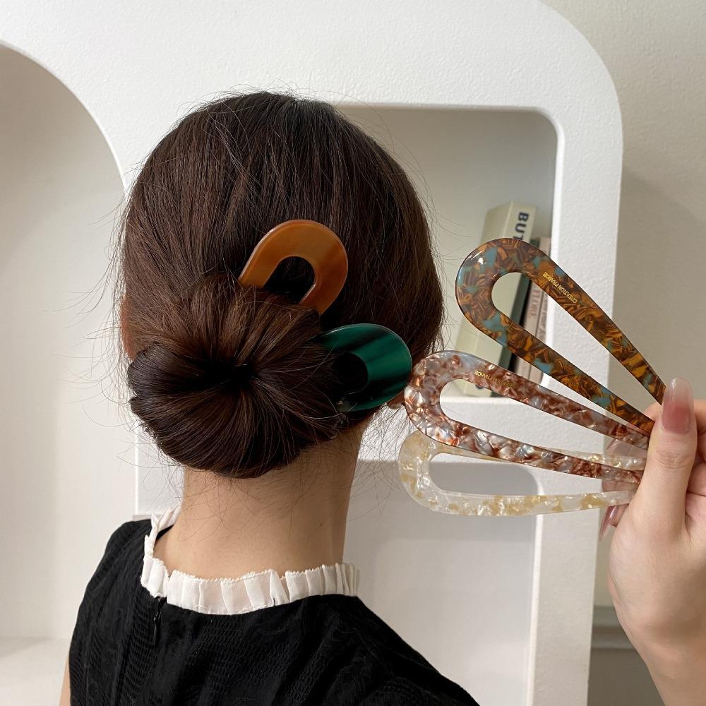 Acetate U-shape Chinese Hairpins Fork Hair Sticks Women Girls Vintage Chic Simple Styling Hair Accessories Headband Comb Tool