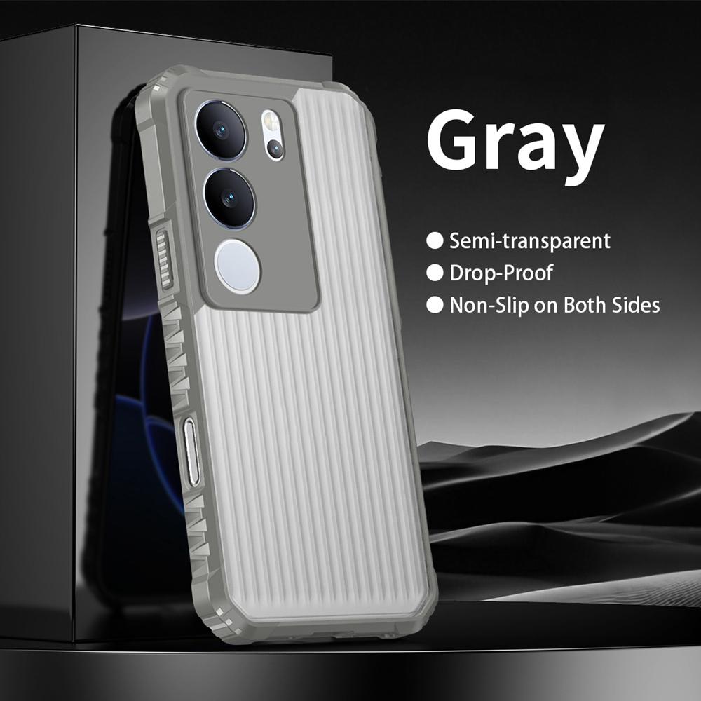 KEYSION Heavy Duty Shockproof Phone Case for VIVO V29 5G V27 5G Soft Silicone+PC Translucent Matte Back Cover for VIVO V25 V29 5G