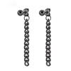 2Pcs Black Silver Small Steel Ball Stud Earrings Titanium Steel Chain Stud Earrings