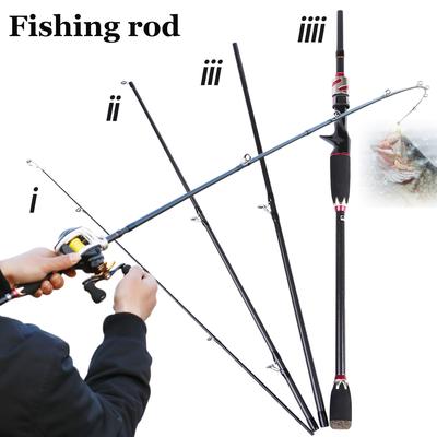 Lure Fishing Rod 4 Sections 2.1m Fishing Pole for Freshwater Bass Trout Fishing Tackle Carbon Fibre