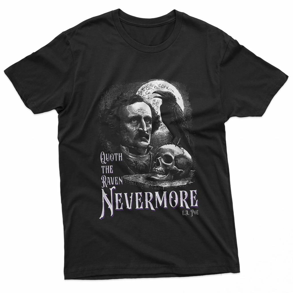 Edgar Allan Poe Raven Nevermore Gothic Horror Halloween Art T-Shirt