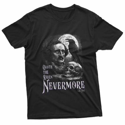 Edgar Allan Poe Rabe Nie mehr Gothic Horror Halloween Kunst 100% Baumwolle T-Shirt Herren T-Shirts Oberteil
