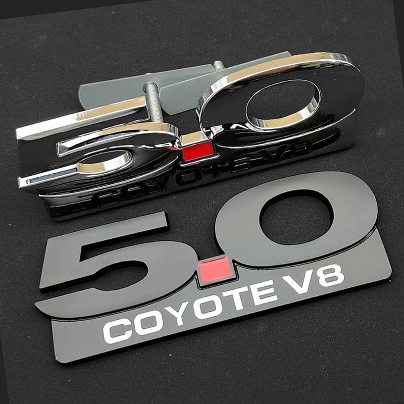 BLFE6 3D Metal Car Sticker Logo 5.0 COYOTE V8 Grille Front Badge Rear Trunk Emblem Decals For Ford Mustang GT Falcon Torino Fairlane