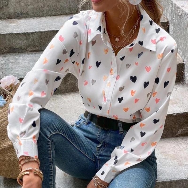 Fashion Butterfly Printed Long Sleeve S-5XL Loose Shirts Women Vintage Single Breasted Plus Size Blouse Women Elegant Lapel Office Blouse Tops 26247