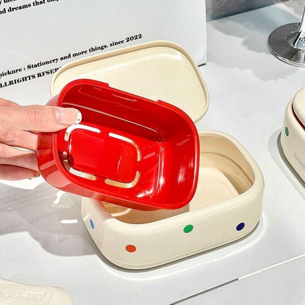 Creative Dopamine Soap Holder Drain Tray White&red Soap Box Dot Bow Soap Tray Home Decoration