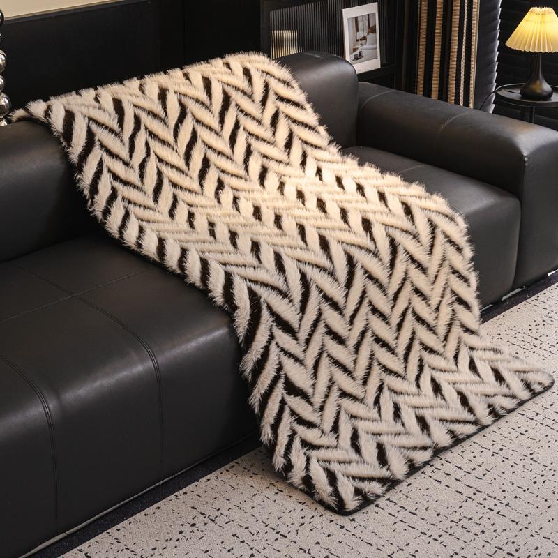 Luxury Imitation Mink Fur Sofa Cover Non-Slip Solid Color Thicken Warm Plush Sofa Towel For Living Room Couch Cover Home Decor