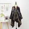 Ethnic Style Printed Shawl Imitation Cashmere Split Cape Warm Scarf Jacket Retro Literary Big Shawl Women