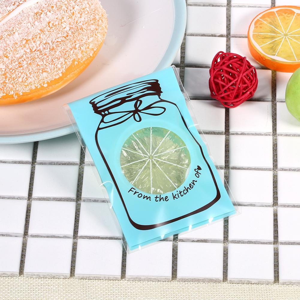 100pcs/Pack Lovely Plastic Candy Biscuit Cookies Gift Packaging Bag Party Supplies (Blue)