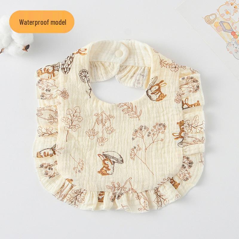 Ruffle Lace Waterproof Cotton Baby Bib (Seven-Layer Gauze)