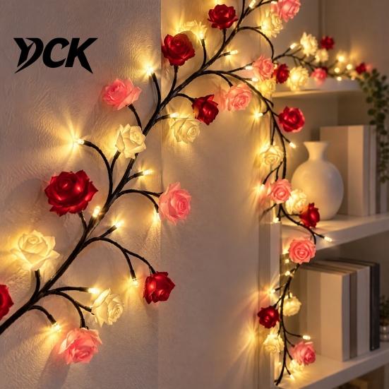 Creative Wall Embellishment Flower LED Tree Branch Lights for Wall, Willow Vine Light with Modern Art Lighting Remote, 8 Modes, Christmas Decorations