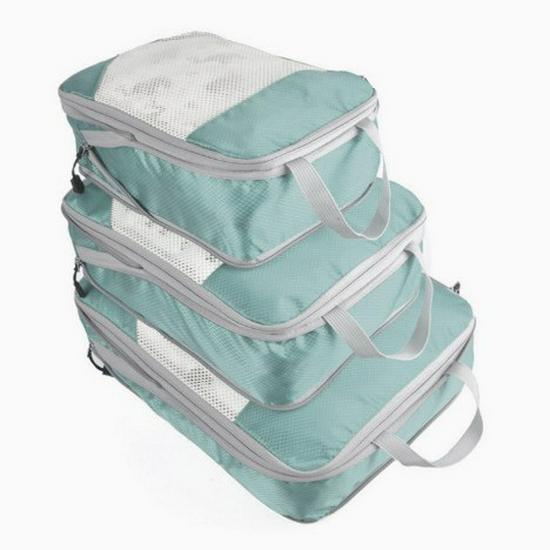 Three-Piece Travel Compression Bag Set: Digital Wash Kit, Makeup Organizer, Clothes & Shoes Storage