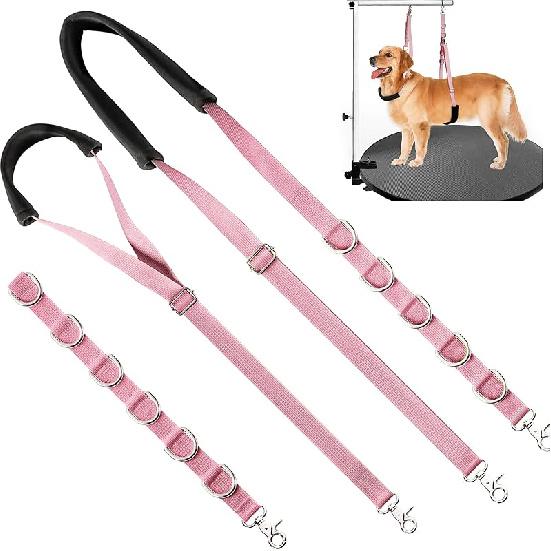Dog Grooming Belly Strap - Dog Grooming Loops for Table Arm Extender with Clamp Extension Loop Bathing Restraint Leash No Sit Haunch Holder for Small