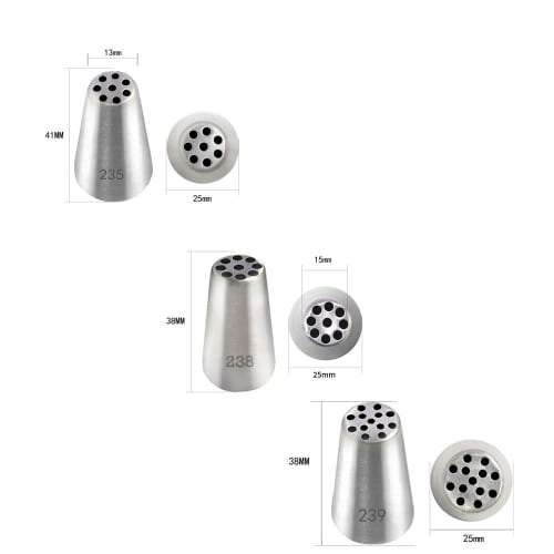 3-delt sett med monteringsdyse, kremkakepyntedyse, mochirør og bakeredskap for mochidekorasjon i rustfritt stål