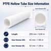 Tubo cavo in PTFE, tubo bianco in politetrafluoroetilene, lungo 250 mm, utilizzato per trasmissione, isolamento, macchinari fai-da-te