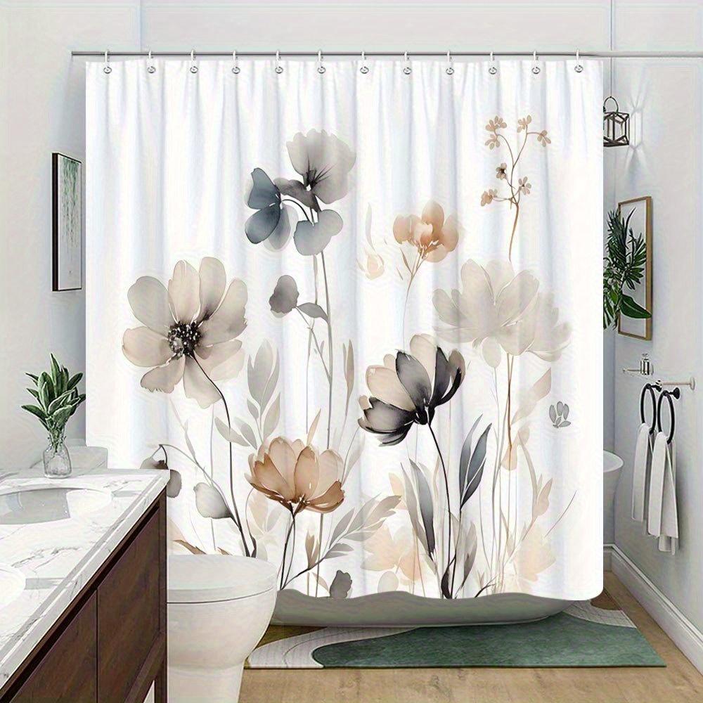 1 Elegant Floral Shower Curtain - Spring Summer Bathroom Decor, Digital Printed Polyester Fabric, Easy to Hang, Machine Washable