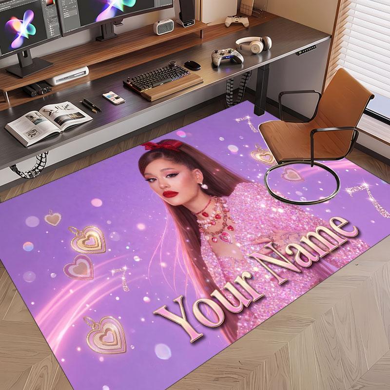Custom Name Crystal Velvet Rug,Ariana Grande Comfortable Anti Slip Floor Mat For Room Decoration
