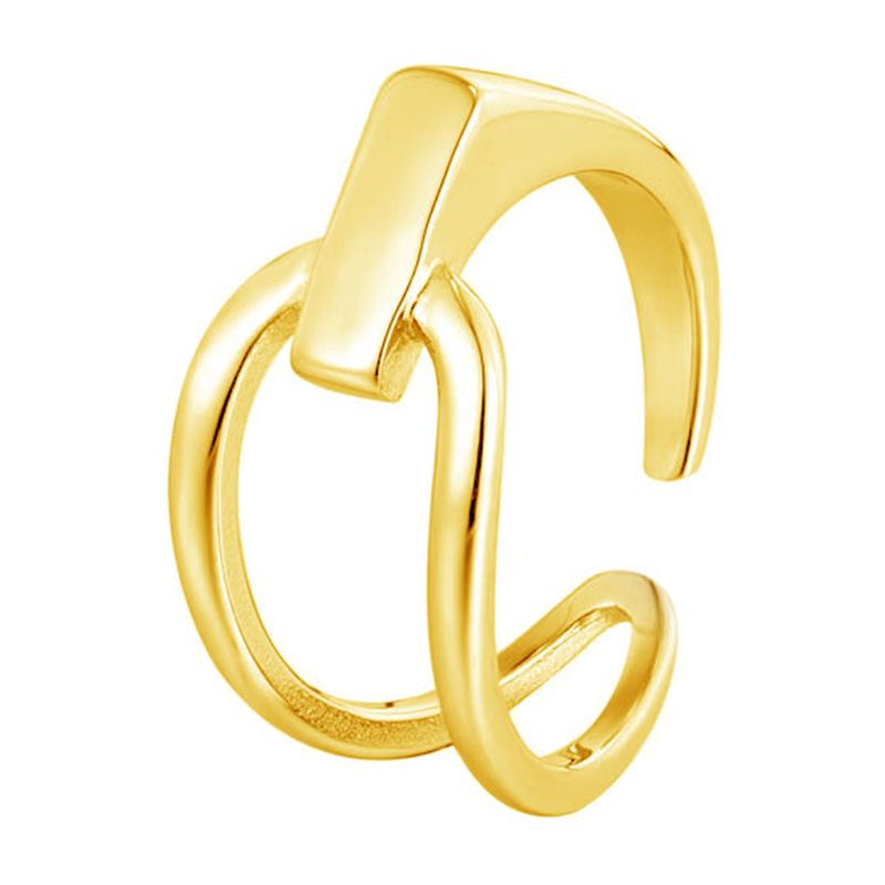 Cold Wind Irregular Lines Open Ring Titanium Steel Electroplated Ring Women's Simple and Exaggerated Accessories