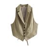 Womens Open-Back Lightweight Camping Vest With Button Front Flip Collar Outdoor Hiking Travel