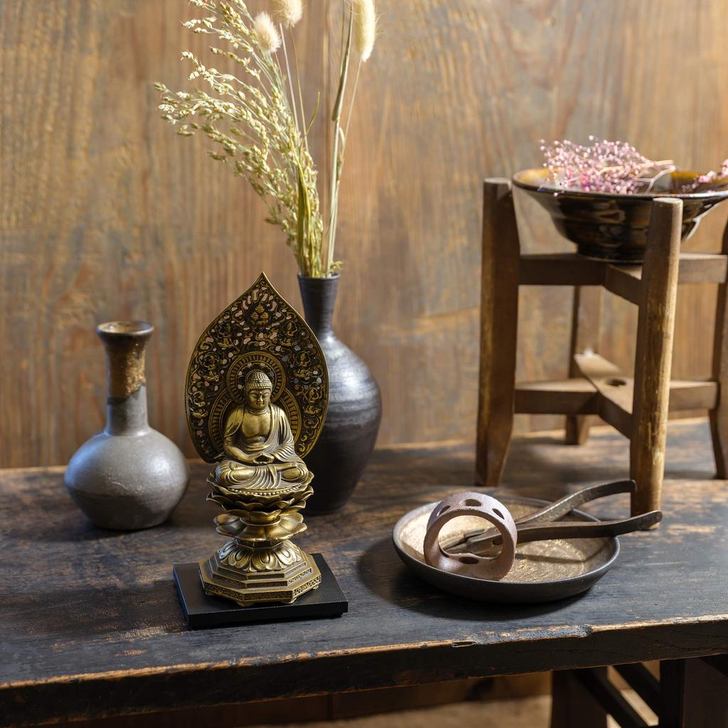 Buddha Statue Shaka Nyorai Seated Statue 18cm Makita Shuun Original Rinzai Tendai Takaoka Copperware Shaka Nyorai (antique Gold) Sculptor Model