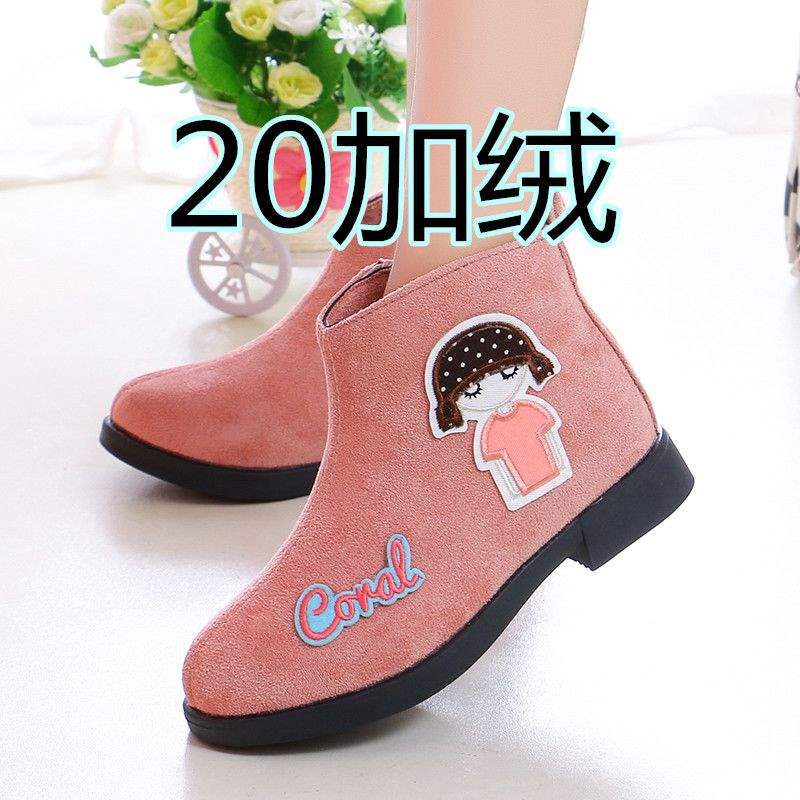 2025 girls autumn and winter retro shoes single boots princess shoes Korean version low tube velvet boots medium and older children cotton shoes s