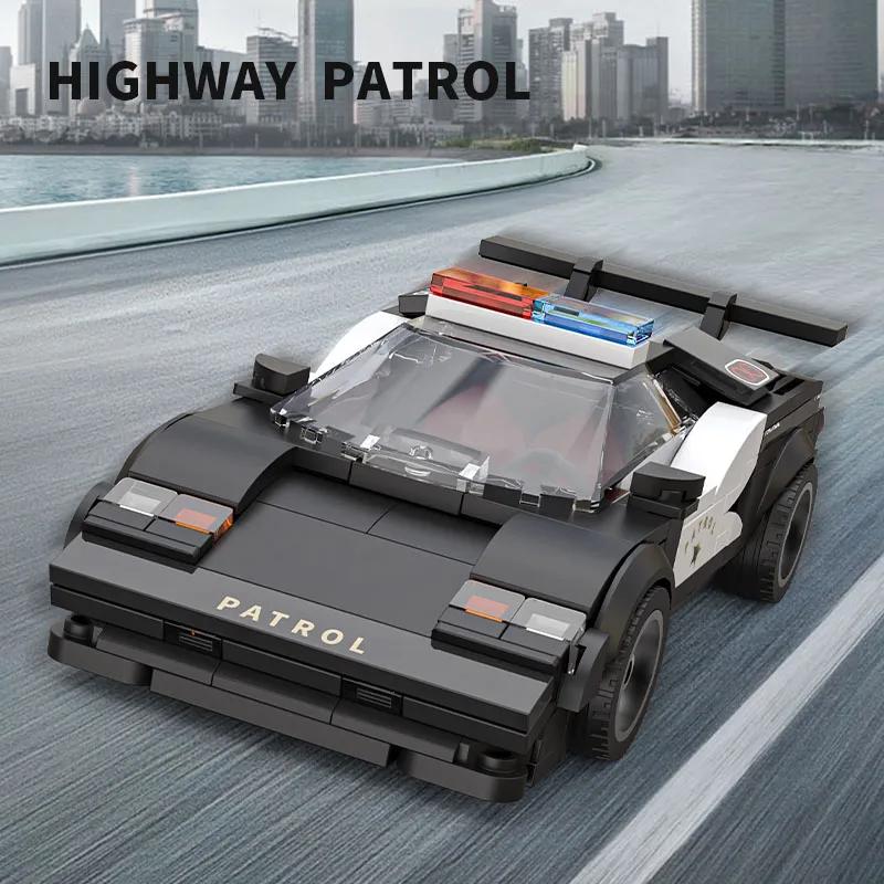 Non-Toxic 266Pcs City Patrol Police Car Building Blocks Classic Supercar Police Car Model Bricks Desktop Decoration Toy Kids Holiday Gifts