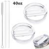 30oz/40oz Tumbler Lid Replacement Fit for Stanley Cup, 2 Pack Replacement Tumbler Lids , with 2 Straws and 1 Cleaning Brush