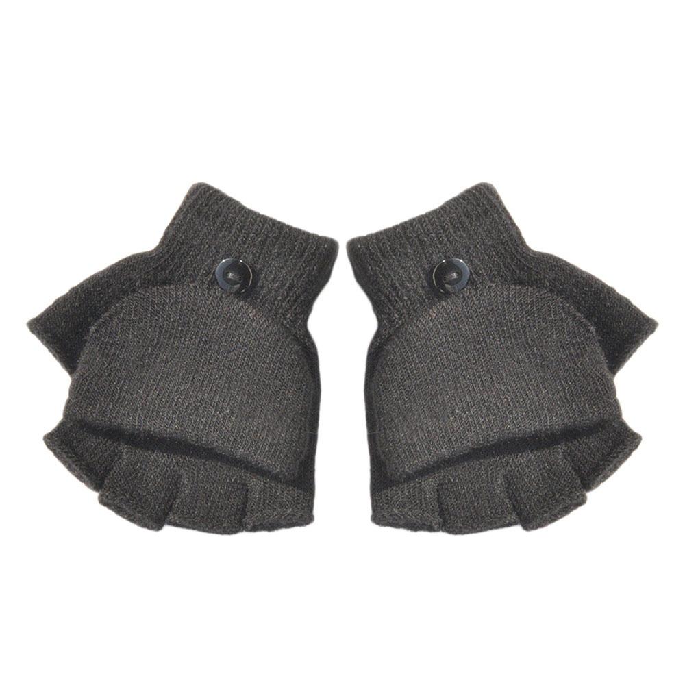 

5-11 років Плюс Оксамитові Дитячі В язані Рукавички Потовщені Рукавички без пальців для Хлопчиків Дівчаток чорний