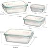 200-370-640-1000 ml rectangular Borosilicate 4-piece Microwave-friendly Container Set of 4 Glass Container