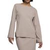 Solid Color Round Neck Long Sleeve T-Shirt Women Tops Light-Brown DV7867-272