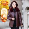 LangSha Women's Plush Lined Mid-Length Faux Leather Winter Jacket