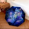 Night Cat  pattern, automatic folding umbrella, portable and foldable design, 8 ribs, a Christmas or birthday gift.