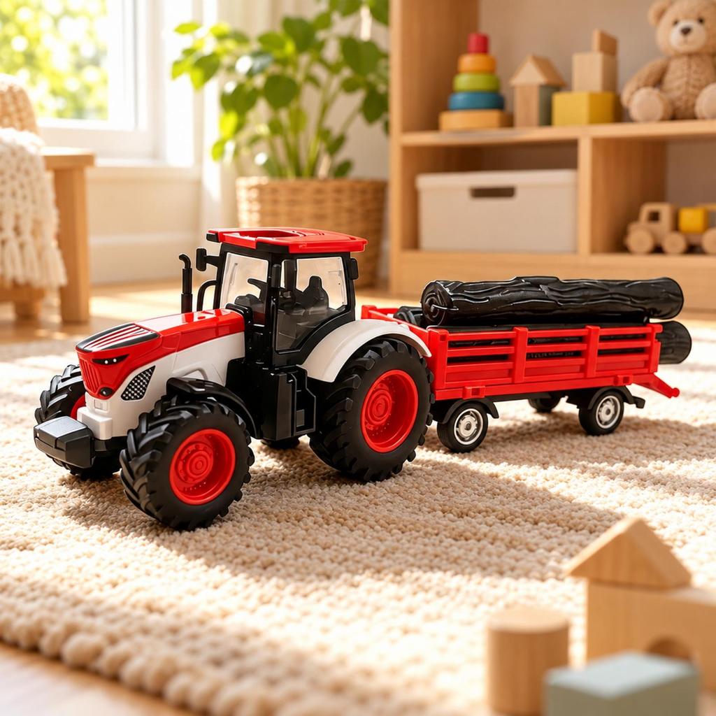 Farm Tractor Transport Toy with Enclosed Cab Diecast Alloy Agricultural Detachable