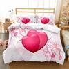 3D Love Heart Romantic Theme Valentine's Day Bedding Set Boys Girls Twin Queen Size Duvet Cover Pillowcase Bed Kids Adult