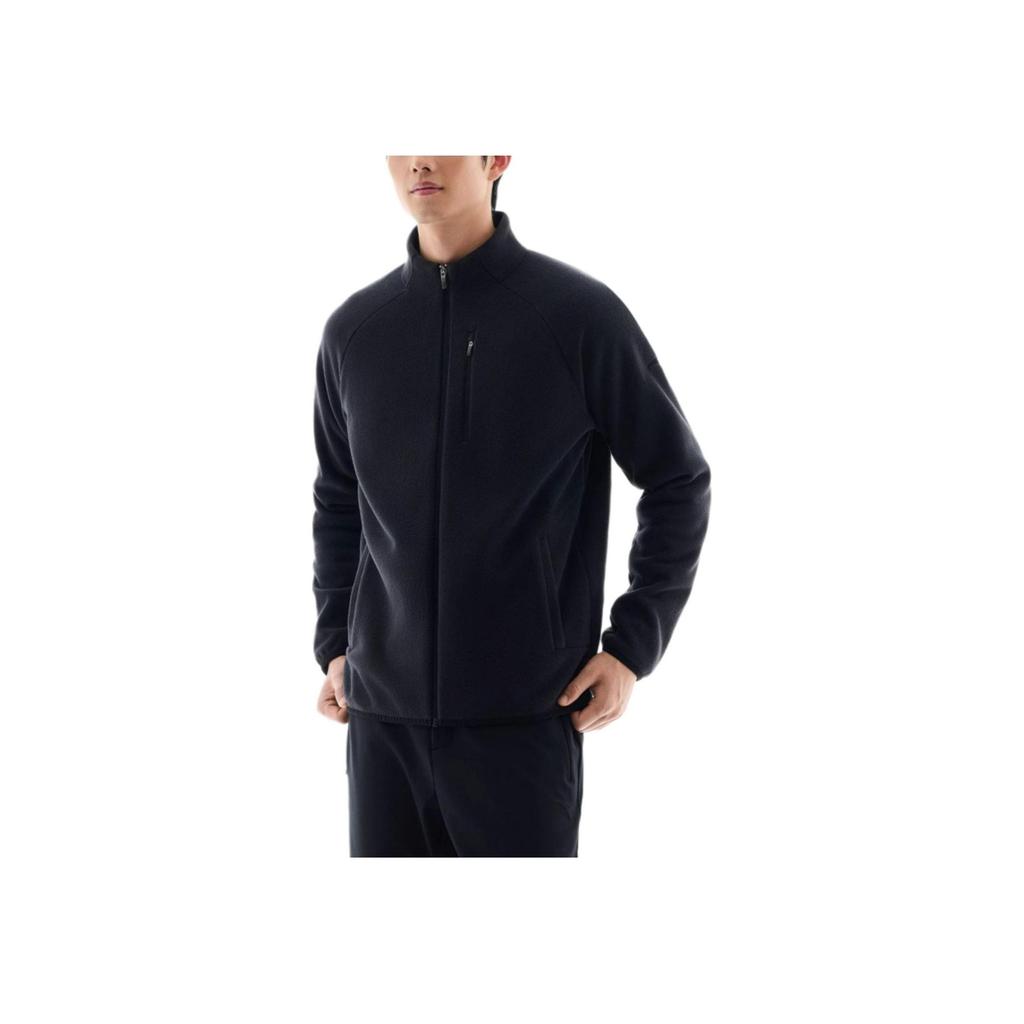 Anta Warm Stand Collar Sports Knitted Sweater Men Tops Basic-Black 952447702-3