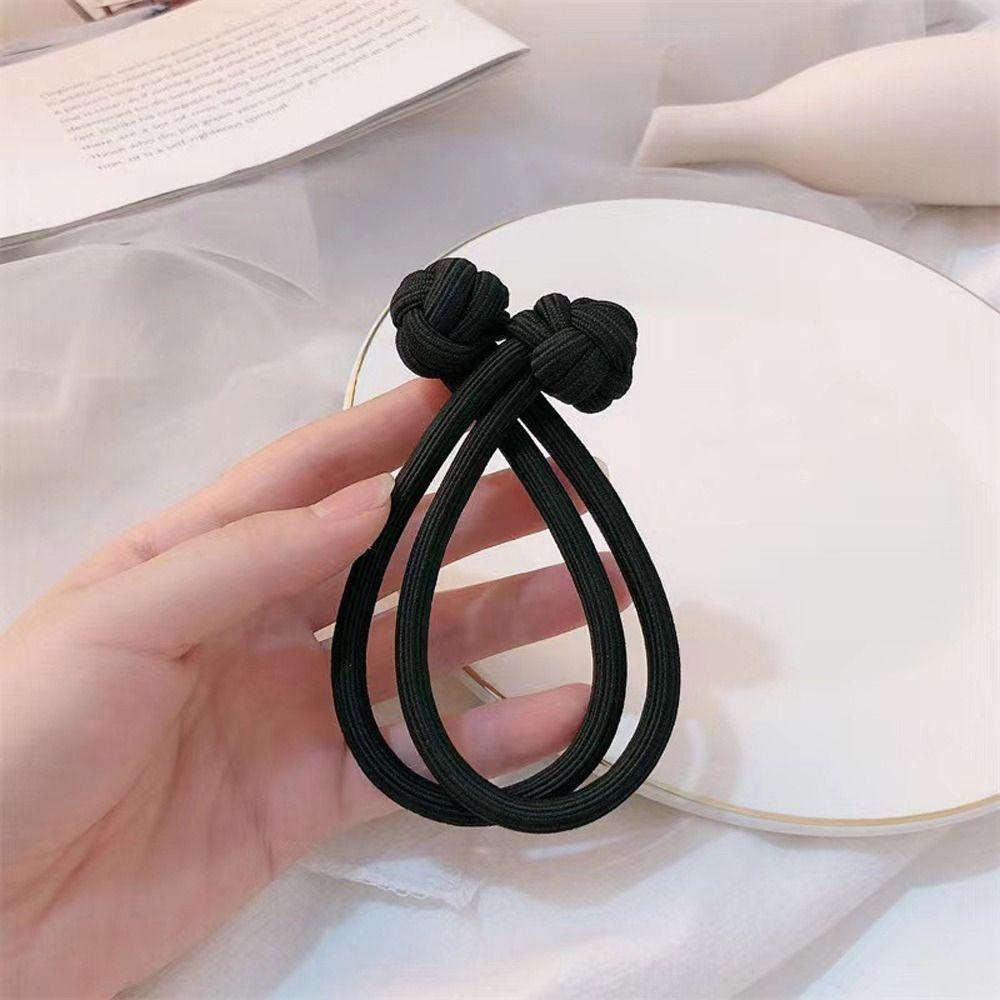 Solid Color Chinese Knot Hair Rope Elastic Korean Rubber Band Elegant Elastic Hair Ring  Daily
