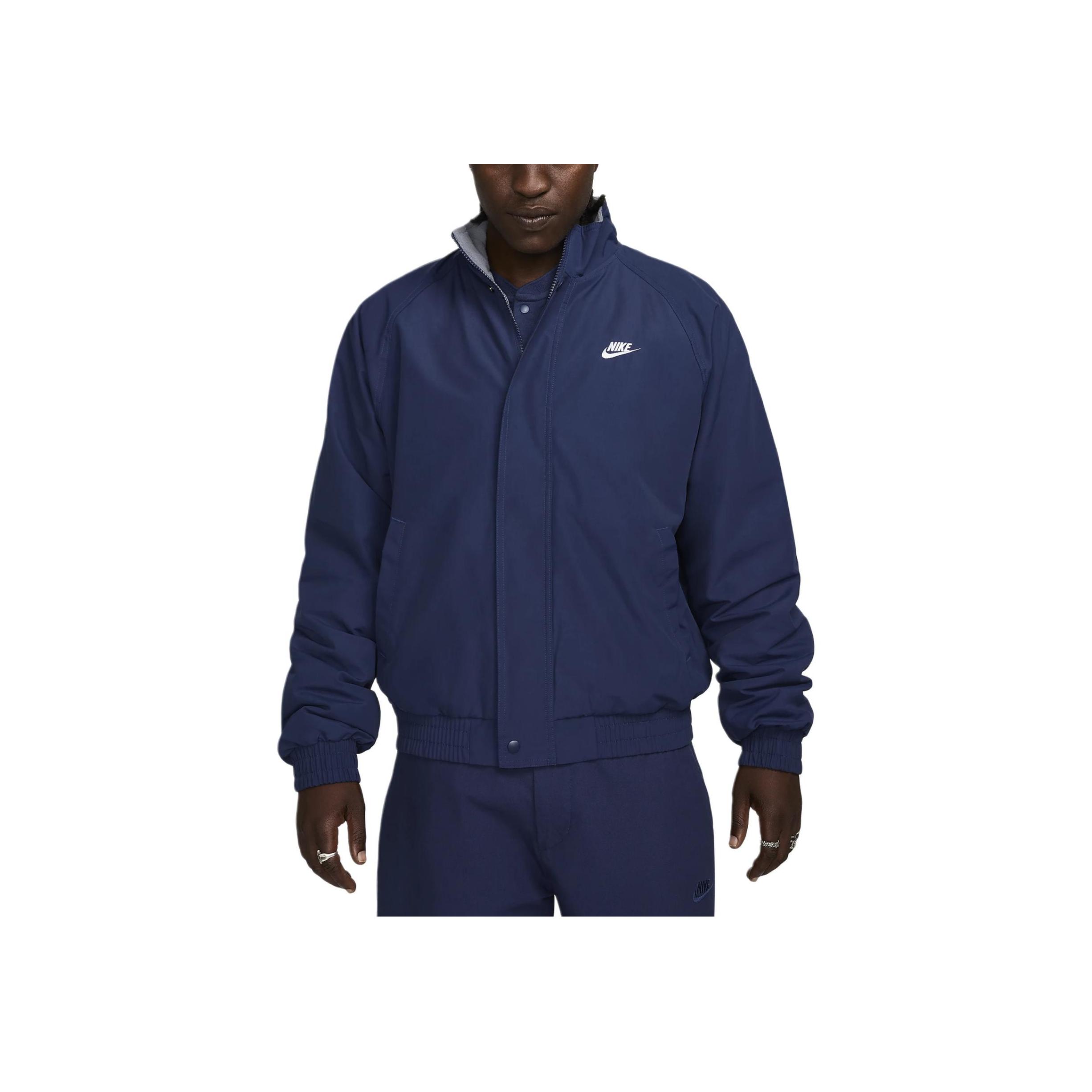 Nike Club Fleece Futura Woven Stand Collar Zip Casual Jacket Men Jackets Midnight-Navy White FZ0656-410 XL