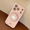 Cream polka dot Apple 17 Promax phone case iPhone 16 heart-shaped mirror magnetic suction support