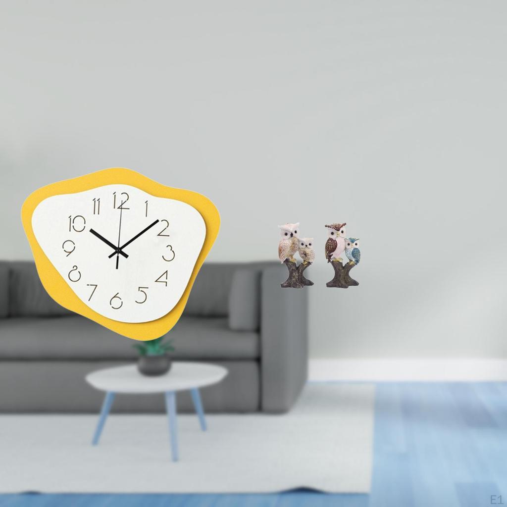 Acrylic Owl Wall Clock Modern Office Ornament Silent Timepiece Realistic Animal Sculpture Desktop