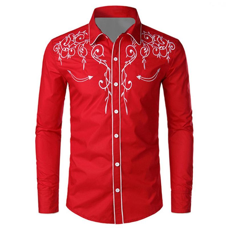 Autumn Winter Men Clothes Long Sleeve Print Shirt Men Business Casual Lapel Button Shirt Tops Micro-projectile 95% Polyester 5% Spandex