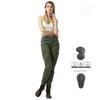 Damen Militärgrüne Motorrad-Reithosen Baumwolle Stretch Denim Bikerhosen Street Sport