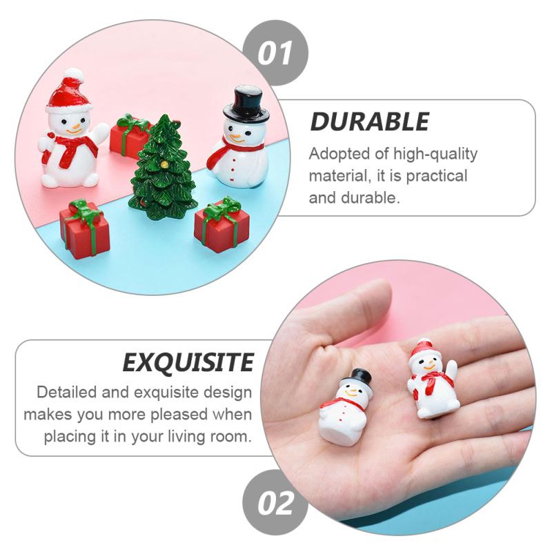 10 Pcs Mini Snowman Santa Outdoor Christmas Decor Miniature Decorations Ornament Micro Landscape Small