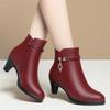 Komfort Mode Weiches Leder Winterschuhe Plateau Stiefel Elegant Schwarz Block Hohe Absätze Knöchel Büro Mama Stiefel